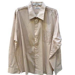 Armando Tan Button Down Dress Shirt Size 18  34/35